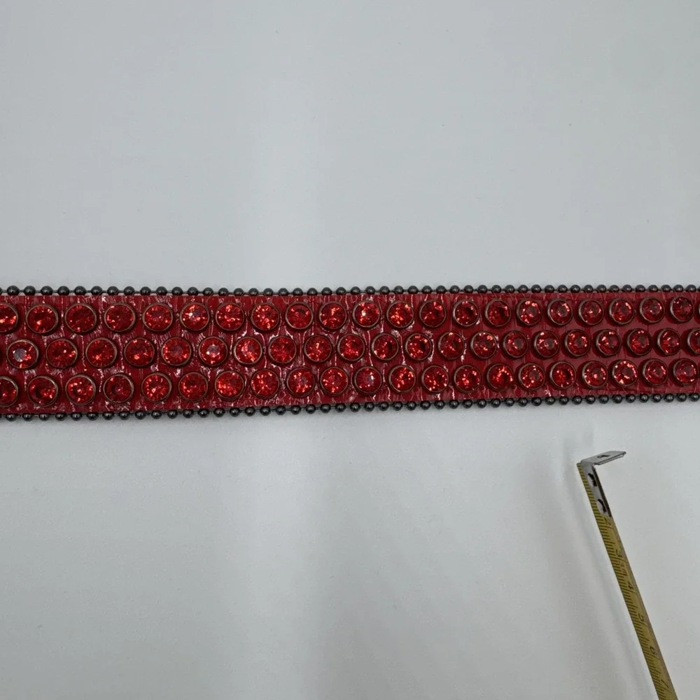 DNA Belt - Alligator Skin Black with Red Stone Great Condition